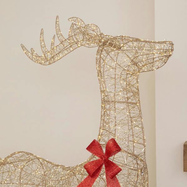 Samuel Alexander 2m Light up Gold Twist Standing Christmas Stag 1000 Warm White LEDs