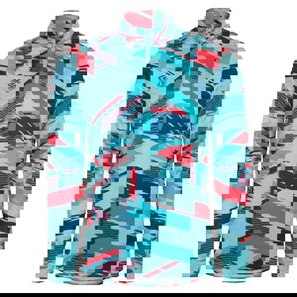 Umbro Mens Premier Graphic Print Warm Up Midlayer - Blue/Pink - 