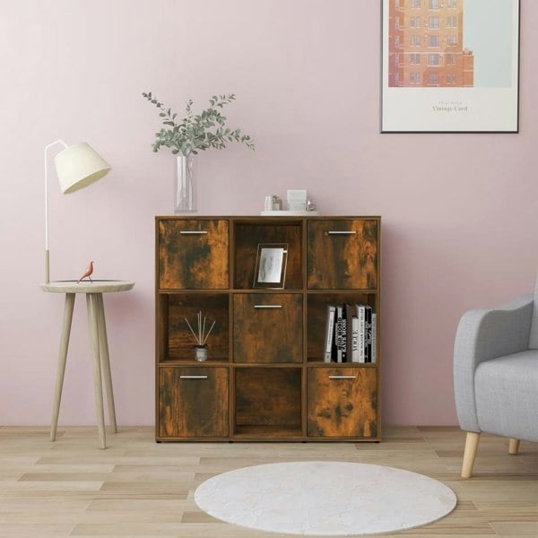 Berkfield Book Cabinet Smoked Oak 90x30x90 cm Engineered Wood