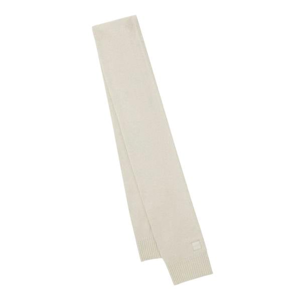 Boss Mens Logo Wool Ribbed Scarf - Light Beige - 