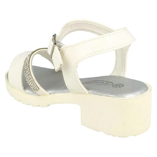 Spot On Girls Spot On Mid Heel Diamante Strap Ankle Buckle Sandal