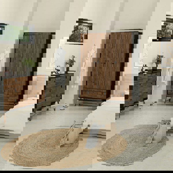 Furniture To Go Ry Wardrobe 3 doors + 3 drawers in Matt Black Walnut