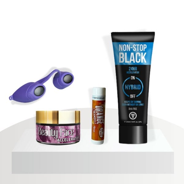 Tan Touch Non-Stop Black Kit - Non-Stop Black Bottle, Goggles, Lip Balm & Face Pot Bundle
