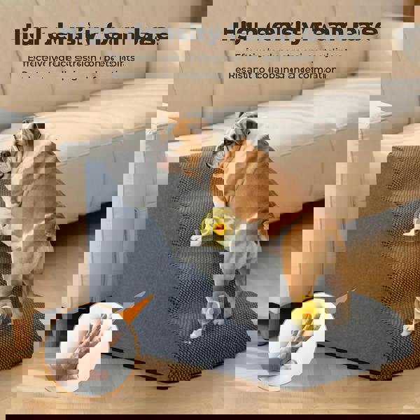 Skylos Dog Ramp Pet Stairs for Bed Sofa Small Senior Injured Dog 4 Step Washable