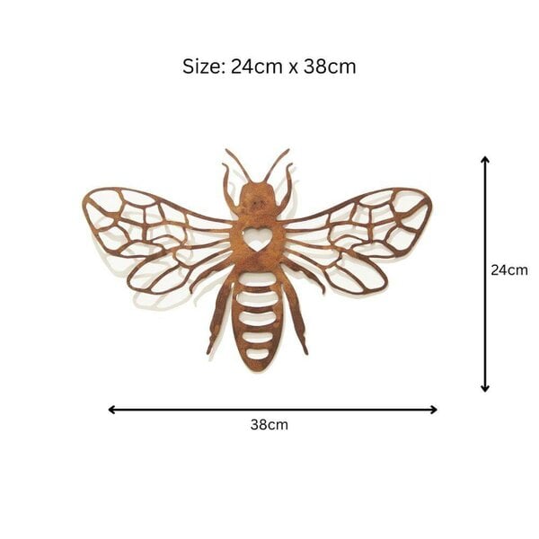 EDH Door Hardware Rusted Metal Honey Bee Silhouette Wall Art – 24 x 38 CM | Rustic Bee Wall Hanging for Indoor & Outdoor