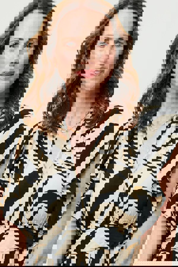 Cream | Zebra Print Frilled Cap Sleeve Jumpsuit
