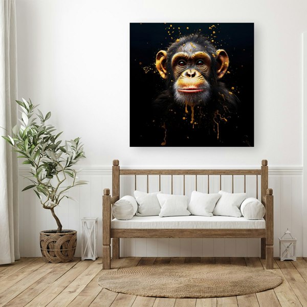 Warren Reed Splash Art Cheeky Chimp Face Canvas