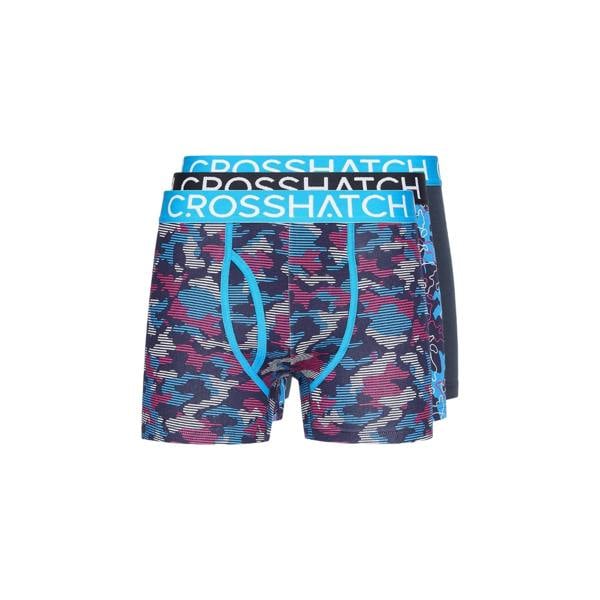 Crosshatch Mens Linamo MVE Open Fly Boxer Shorts (Pack of 3) - Blue - 
