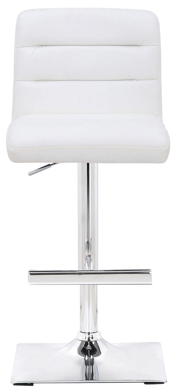 Lamboro Luscious Breakfast Bar Stool, Chrome Footrest, Height Adjustable Swivel Gas Lift, Home Bar & Kitchen Faux-Leather Barstool, White