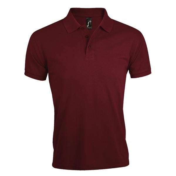 SOLs Mens Prime Pique Plain Short Sleeve Polo Shirt - Burgundy