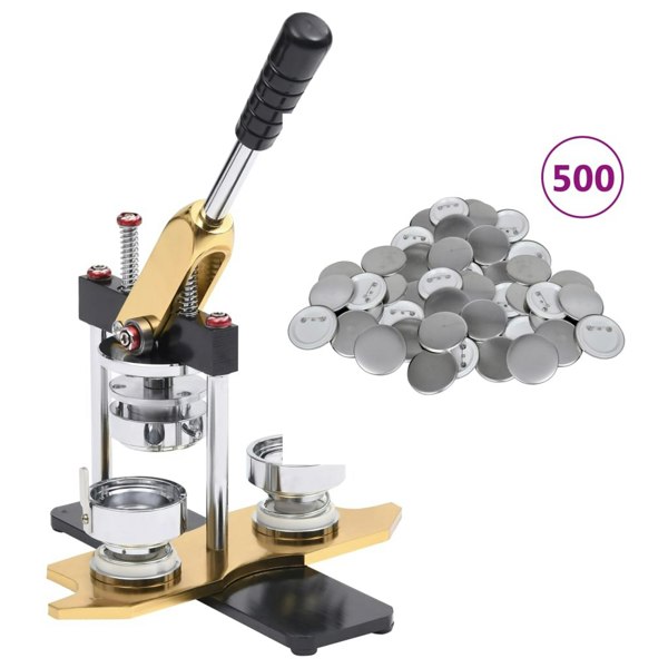 Berkfield Badge Maker with 500 pcs Pinback Button Parts 58mm Rotate Punch