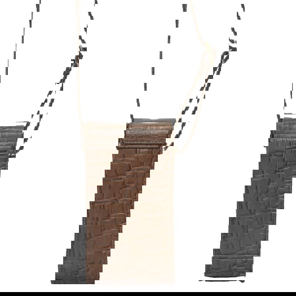 Assots London 'TRACY' Tan Croc Real Leather Crossbody Phone Bag