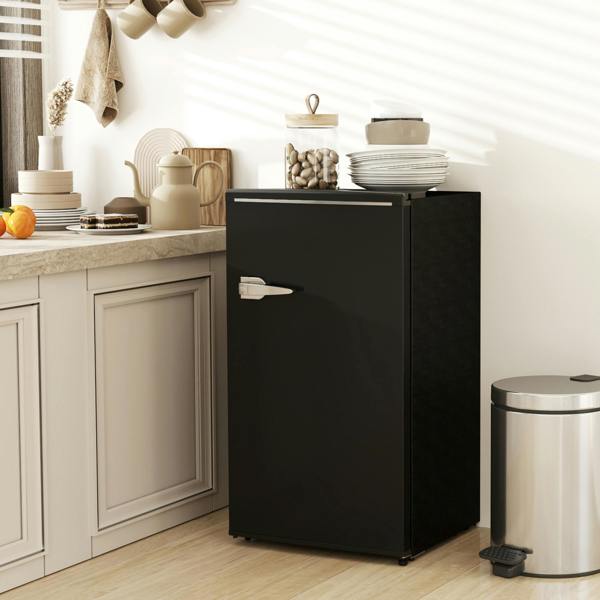 HOMCOM 85L Freestanding Under Counter Fridge with Chiller Box, Black - Black - 45.3W x 42.5D x 82.5H cm - Compact refrigerator