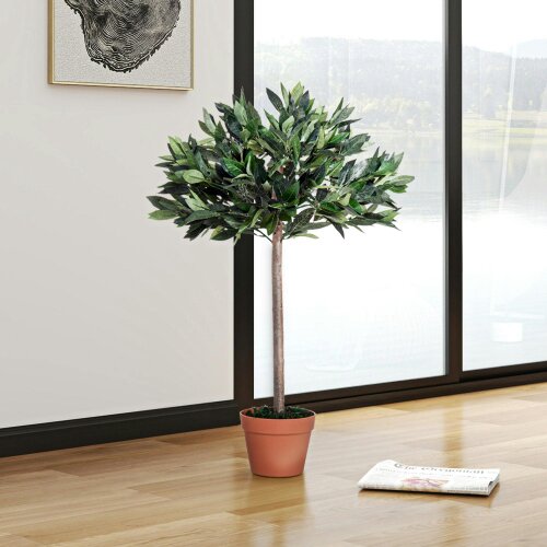 Wyld Haus Niladi Artificial Olive Style Tree In Green With Orange Accent Pot For Interior Decor