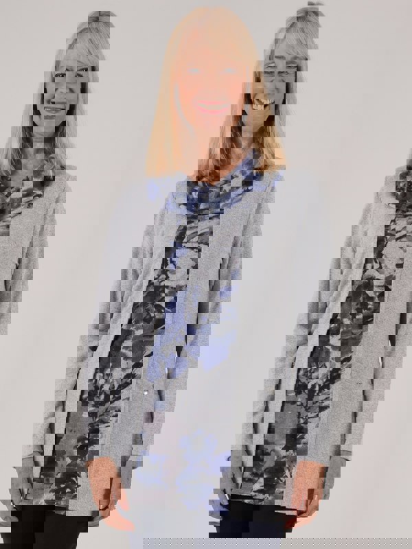 TIGI-Wear Blur Floral Mock Cowl Neck Top