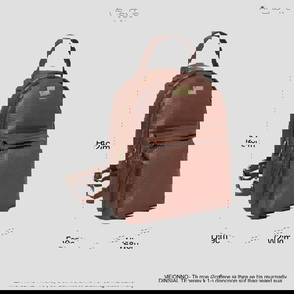 Assots London 'Betty' Tan Zip Top Mini Pebble Grain Leather Backpack