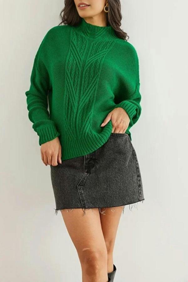 Hoxton Gal High-Neck Cable Knit Sweater
