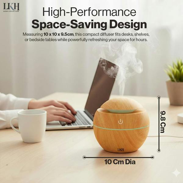 LKH HOME COLLECTION LKH Essential Oil Diffuser & Humidifier 130ML - Aromatherapy Diffuser with 5 Oils - USB Powered LED Mood Light  for Home