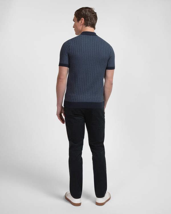 Steel & Jelly Heston - Stripe Textured Knitted Short Sleeve Shirt