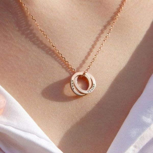 Mother's Day Rose Gold Personalised Ring Necklace - MYLEE London