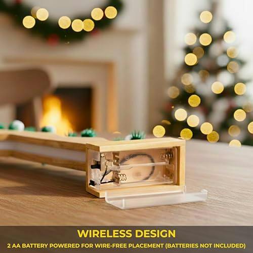 5cm Natural Wooden Pre-Lit Christmas Candle Bridge Decoration with 7 LED Flame Bulbs image 6
