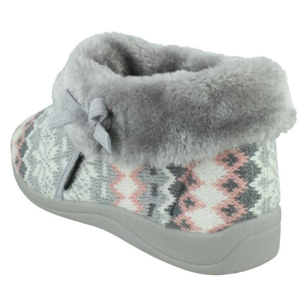 Rosebank Ladies Rosebank Memory Foam Norwegian Print Bootee Slippers Penny
