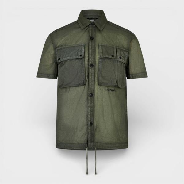 C.P Company Drawstring Short Sleeve Shirt Bronze Green
