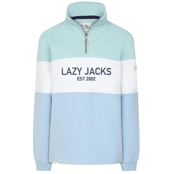 Lazy Jacks LJ322 - Ladies Quarter Zip Sweatshirt - Sky/Mint