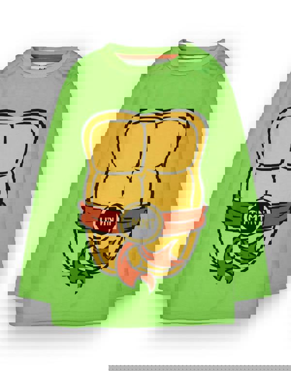 Teenage Mutant Ninja Turtles Boys Green Center & Back Print Long Sleeve Long Leg Pyjama Set