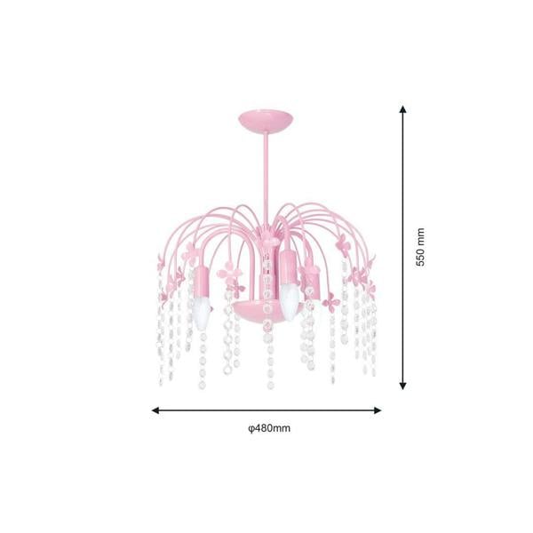 Milagro Laura Pendant Lamp Hand Made Baby Pink With Crystal Droplets