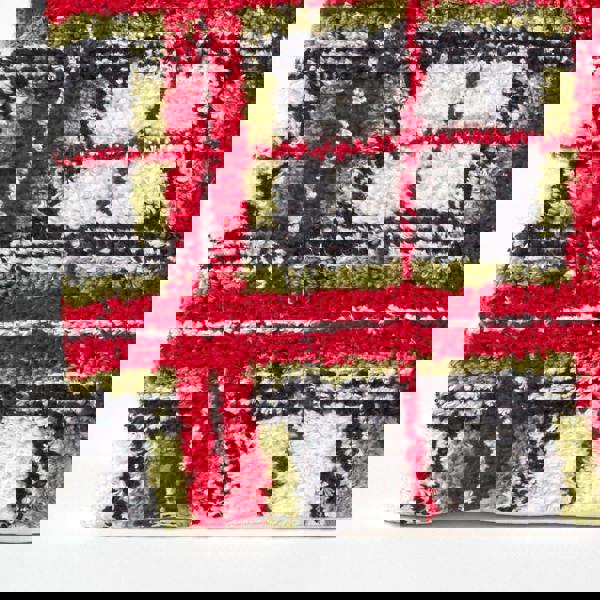 HOMESCAPES Red and White Tartan Pattern Tufted Cotton Cube Pouffe - 36 x 36 x 38 cm