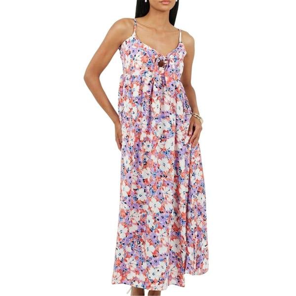 Brave Soul Womens/Ladies Floral Spaghetti Strap Maxi Dress - Coral/Purple - 
