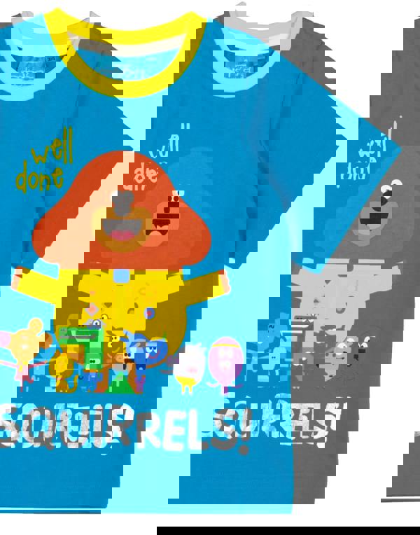 Hey Duggee Boys Blue Character Placement & All-Over Print Short Sleeve Long Leg Pyjama Set