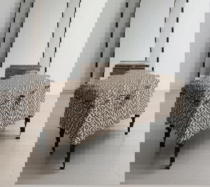 Eden brown pattern geometry coffee table storage Footstool Pouffe - ISTOOLS