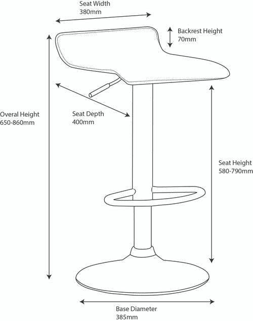 Lamboro Baceno Swivel Kitchen Bar Stool with Adjustable Height, Breakfast and Home Barstool,  Black
