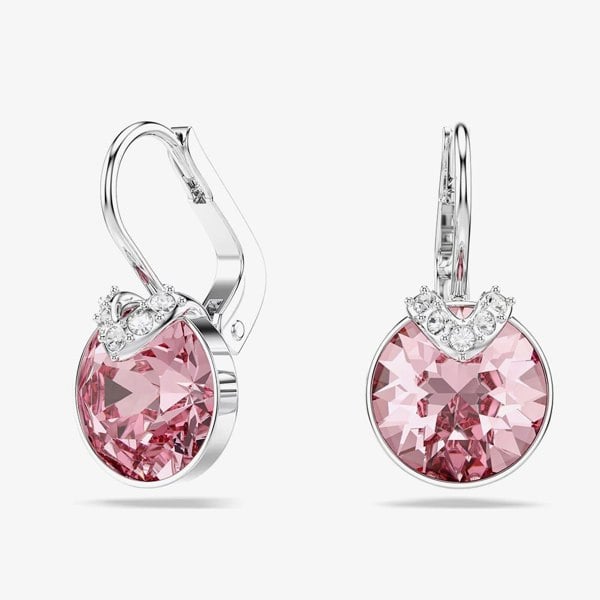 Swarovski Bella Rhodium Plated Pink Crystal V Drop Earrings 5734235
