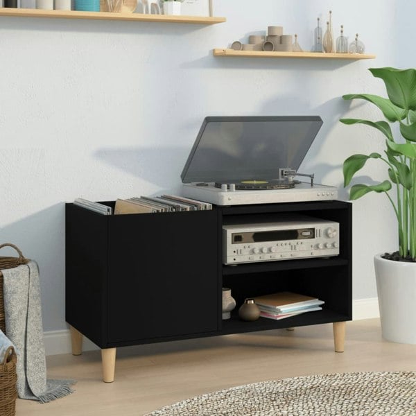 Berkfield Record Cabinet Black 84.5x38x48 cm Engineered Wood