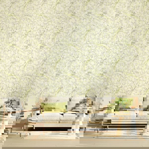 Hoopla Walls Bird Toile - Sage 10m Wallpaper