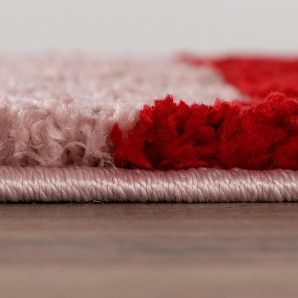 Joli Abstract Red & Pink Plush Pile Rug