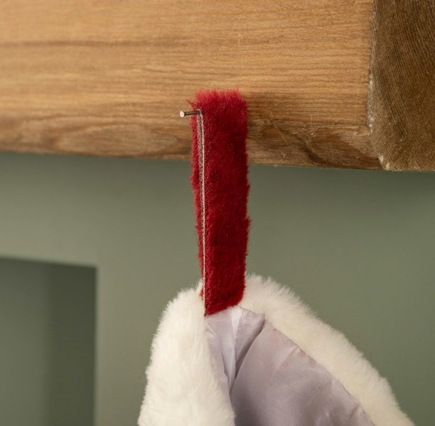 Samuel Alexander 60cm Red Christmas Stocking with White Cuff and Pom Poms
