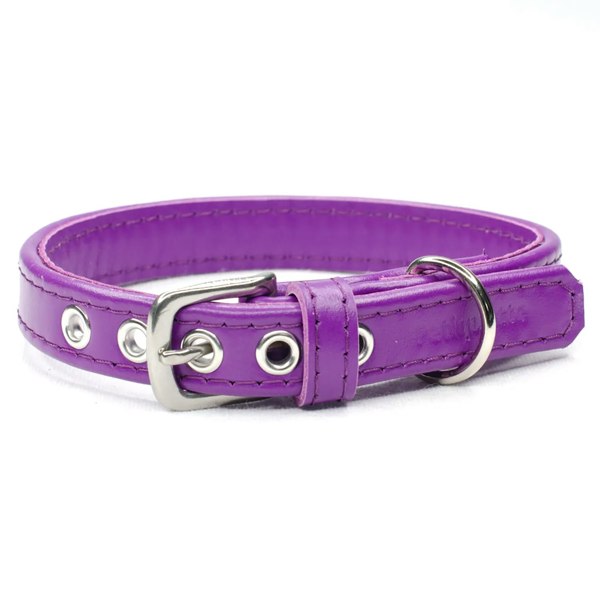 purple leather dog collar - Petiquette Collars