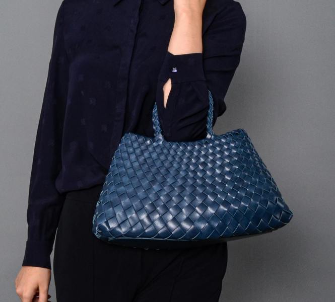 RIMINI Hand Woven Tote 'Adelina' - Blue
