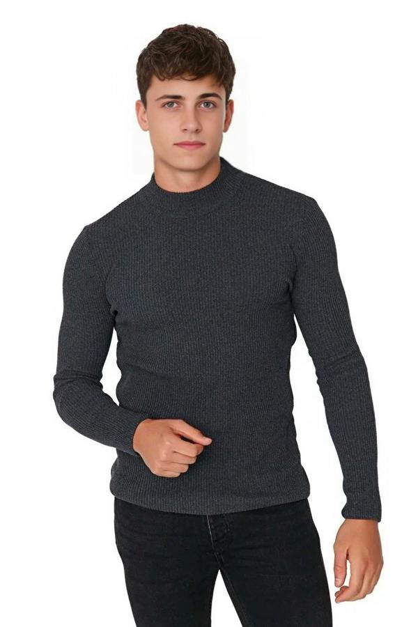 WOVCOR Half Turtleneck Ribbed Knit Men's Sweater