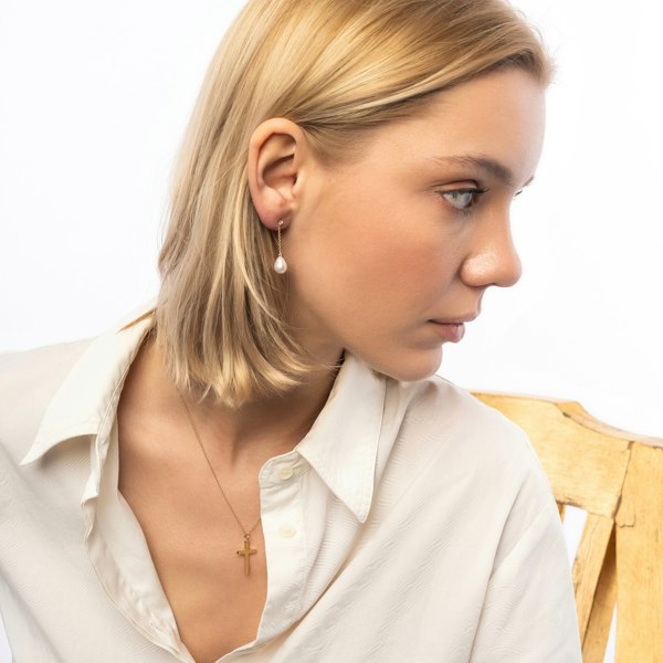 Spero London Diamond Drop Real Pear Single Fine Earring 14ct Solid Gold