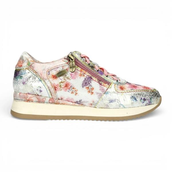 Laura Vita Gycmo 58 - Women's Rose Pink Floral Leather Sneakers