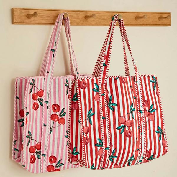 Paper High Fair Trade Cherry Quilted Cotton Tote Bag