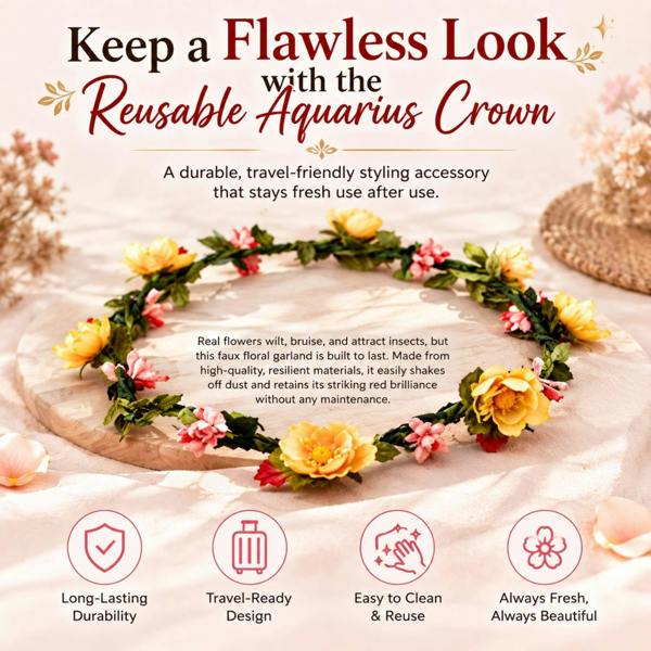 Aquarius Flower Head Garland Crown Yellow Festival Wedding Summer Boho Hair Accessory Kit
