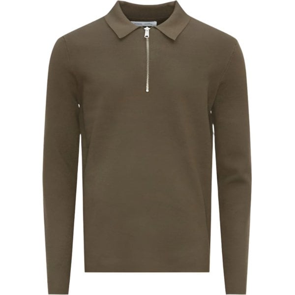 Samsoe Samsoe Samsoe Guna Half-Zip Long Sleeve Knit in Crocodile Green