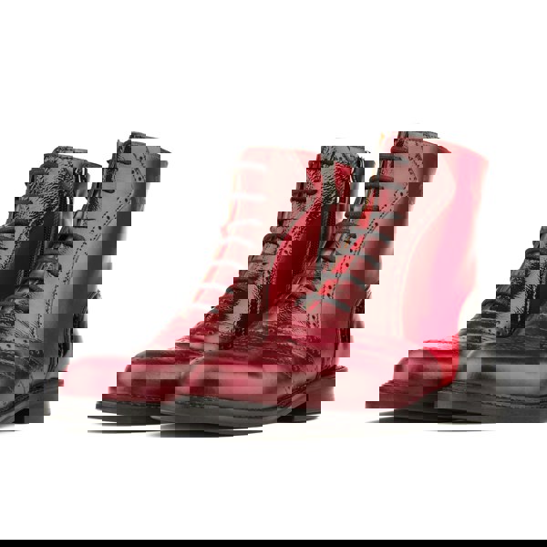 Embassy London Brick Lane Boots - Claret - Women's dark red leather oxford boot with brogue styling