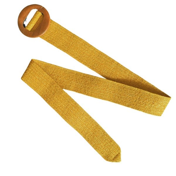 Solis Accessories Chunky Rattan Stretch Belt with Wooden Buckle